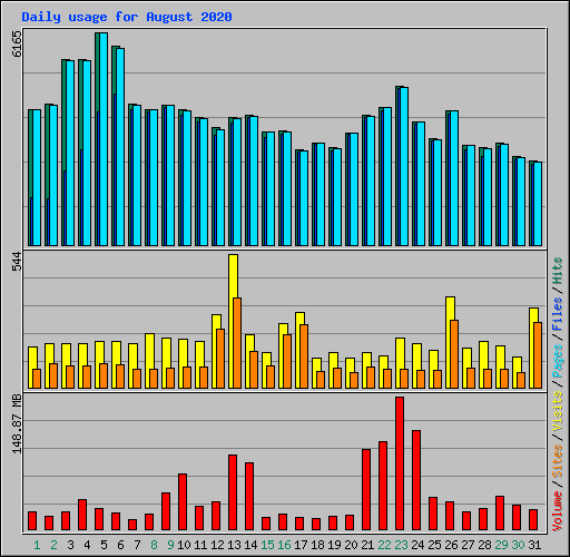 Daily usage for August 2020