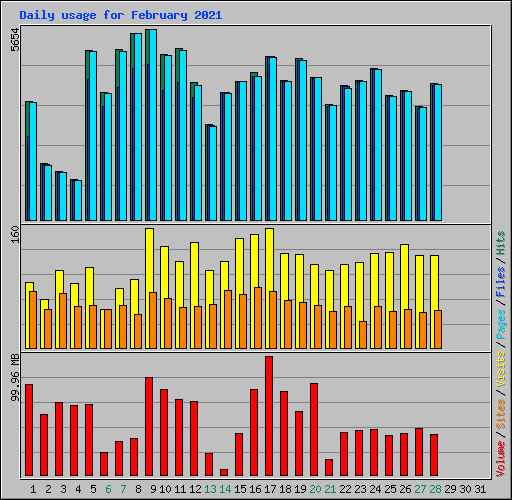 Daily usage for February 2021