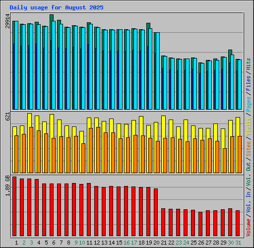 Daily usage for August 2025