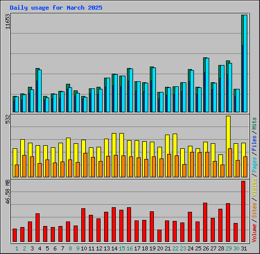 Daily usage for March 2025